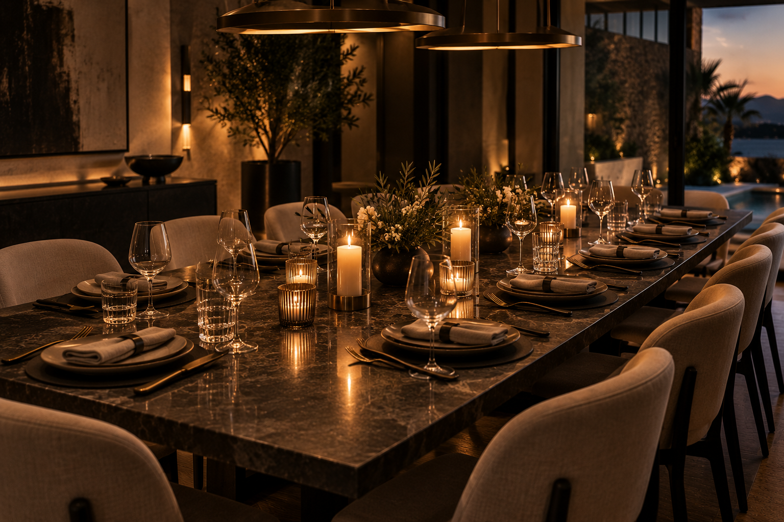 A refined table set for five to twelve guests